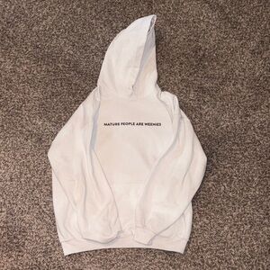 Baylen Levine White “Mature People Are Weenies” Hoodie with Bold Text